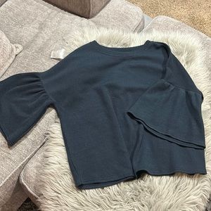 Navy blue bell sleeve sweater